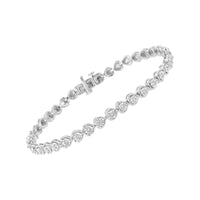 .925 Sterling Silver 1/3 Cttw Miracle-Set Diamond Heart Link Bracelet (I-J Color, I2-I3 Clarity) - 7.25