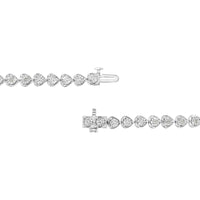 .925 Sterling Silver 1/3 Cttw Miracle-Set Diamond Heart Link Bracelet (I-J Color, I2-I3 Clarity) - 7.25