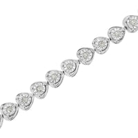 .925 Sterling Silver 1/3 Cttw Miracle-Set Diamond Heart Link Bracelet (I-J Color, I2-I3 Clarity) - 7.25