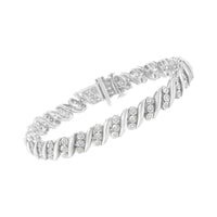 .925 Sterling Silver 3-Stone Row Diamond 