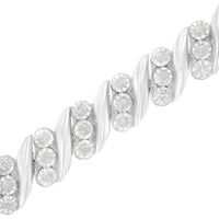 .925 Sterling Silver 3-Stone Row Diamond 