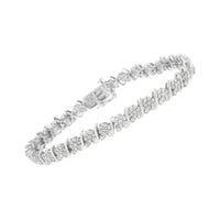 .925 Sterling Silver Diamond Floral Cluster Link Bracelet (2 3/4 cttw, I-J Color, I3 Clarity) - Size 7.25