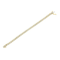 14K Yellow Gold Plated .925 Sterling Silver 3.00 Cttw Diamond Alternating Flower Cluster and 