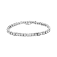 .925 Sterling Silver Brilliant-Cut Round Diamond Square Frame Miracle-Set Tennis Bracelet (2 cttw, I-J Color, I2-I3 Clarity) - Size 7
