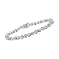 .925 Sterling Silver Miracle-Set Diamond Round Miracle Plate Tennis Bracelet (1 cttw, I-J Color, I3 Clarity) - Size 7.25