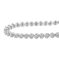 .925 Sterling Silver Miracle-Set Diamond Round Miracle Plate Tennis Bracelet (1 cttw, I-J Color, I3 Clarity) - Size 7.25