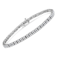 .925 Sterling Silver 3.0 Cttw Prong-Set Round Diamond 2 Row Link Tennis Bracelet (I-J Color, I3 Clarity) - 7.25