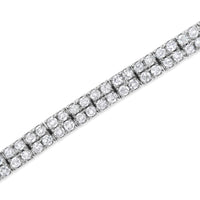 .925 Sterling Silver 3.0 Cttw Prong-Set Round Diamond 2 Row Link Tennis Bracelet (I-J Color, I3 Clarity) - 7.25