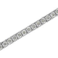 .925 Sterling Silver Diamond Square Frame Miracle-Set Tennis Bracelet (1 cttw, I-J Color, I3 Clarity) - Size 7.5