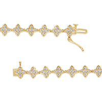 10K Yellow Gold 2.0 cttw Round-Cut Diamond 4 Leaf Clover Link Bracelet (J-K Color, I1-I2 Clarity) - Size 7.25
