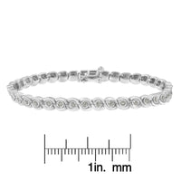 .925 Sterling Silver 1.0 cttw Miracle Set Diamond Spiraling Bezel Link Bracelet(I-J Color, I3 Clarity) -7.25
