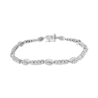 .925 Sterling Silver 1-1/2 cttw Diamond Marquise Halo and Line Link Tennis Bracelet (I-J Color, I2-I3 Clarity) - 7-1/4