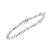 .925 Sterling Silver 1-1/2 cttw Diamond Marquise Halo and Line Link Tennis Bracelet (I-J Color, I2-I3 Clarity) - 7-1/4