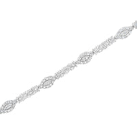 .925 Sterling Silver 1-1/2 cttw Diamond Marquise Halo and Line Link Tennis Bracelet (I-J Color, I2-I3 Clarity) - 7-1/4
