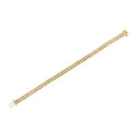 14K Yellow Gold over .925 Sterling Silver 3.0 Cttw Diamond Double Row Square Milgrain Link 7” Tennis Bracelet (K-L Color, I1-I2 Clarity)