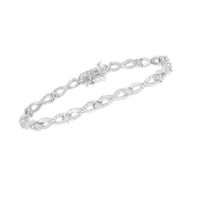 .925 Sterling Silver 1.0 Cttw Prong Set Diamond Infinity Link Bracelet (I-J Color, I2-I3 Clarity) - 7.25