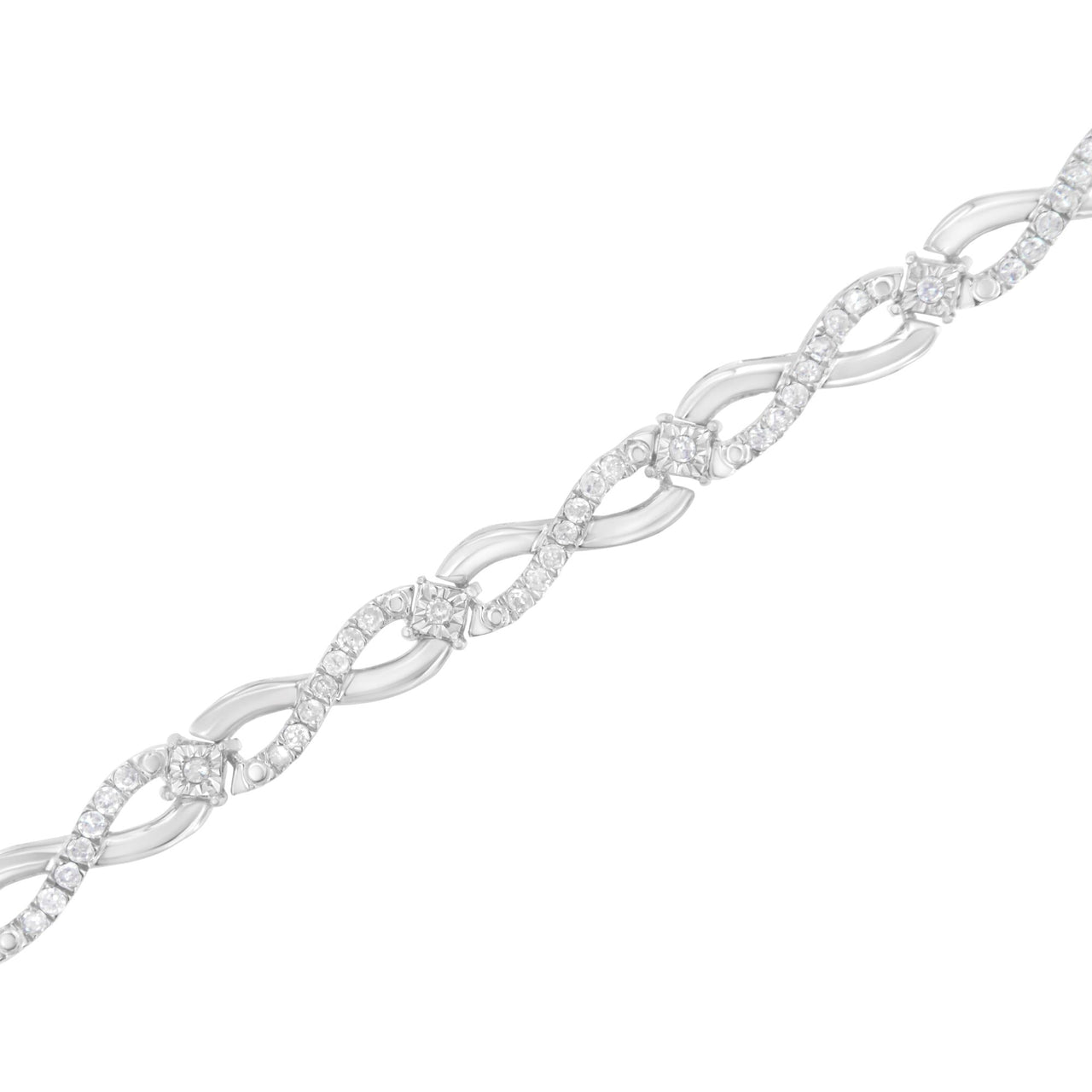 .925 Sterling Silver 1.0 Cttw Prong Set Diamond Infinity Link Bracelet (I-J Color, I2-I3 Clarity) - 7.25"