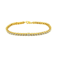 10K Yellow Gold Plated .925 Sterling Silver 1 cttw Prong-Set Diamond Pear Shape Link Bracelet (I-J Color, I1-I2 Clarity) - 7.25
