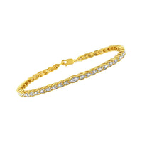10K Yellow Gold Plated .925 Sterling Silver 1 cttw Prong-Set Diamond Pear Shape Link Bracelet (I-J Color, I1-I2 Clarity) - 7.25