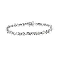 .925 Sterling Silver 1.0 Cttw Miracle-Set Diamond Alternating Graduated Link Tennis Bracelet (I-J Color, I3 Clarity) - 7.5