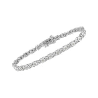 .925 Sterling Silver 1.0 Cttw Miracle-Set Diamond Alternating Graduated Link Tennis Bracelet (I-J Color, I3 Clarity) - 7.5