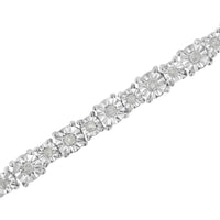 .925 Sterling Silver 1.0 Cttw Miracle-Set Diamond Alternating Graduated Link Tennis Bracelet (I-J Color, I3 Clarity) - 7.5