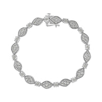.925 Sterling Silver 1.0 cttw Miracle-set Round-Cut Diamond Pear and Bezel Link Bracelet (I-J, I3) - Size 7.5