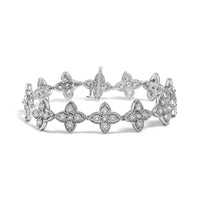 .925 Sterling Silver 1 cttw Miracle-Set Diamond 4 Leaf Clover Link Bracelet (I-J Clarity, I3 Color) - Size 7.25