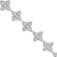 .925 Sterling Silver 1 cttw Miracle-Set Diamond 4 Leaf Clover Link Bracelet (I-J Clarity, I3 Color) - Size 7.25