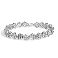 .925 Sterling Silver 2.0 cttw Diamond 7 Stone Floral Cluster Link Bracelet (I-J Color, I3 Clarity) -7.25
