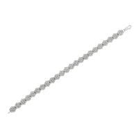 .925 Sterling Silver 2.0 cttw Diamond 7 Stone Floral Cluster Link Bracelet (I-J Color, I3 Clarity) -7.25