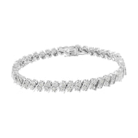 .925 Sterling Silver 1 cttw Double Row Miracle Set Diamond Link Bracelet (I-J Clarity, I3 Color) - Size 7.25