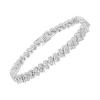 .925 Sterling Silver 1 cttw Double Row Miracle Set Diamond Link Bracelet (I-J Clarity, I3 Color) - Size 7.25