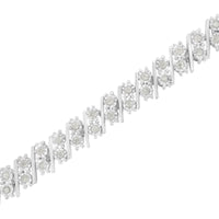 .925 Sterling Silver 1 cttw Double Row Miracle Set Diamond Link Bracelet (I-J Clarity, I3 Color) - Size 7.25