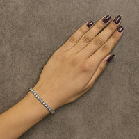 .925 Sterling Silver Lab Grown Diamond Illusion-Set Miracle Plate Tennis Bracelet - 7.25