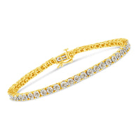 14K Yellow Gold Plated .925 Sterling Silver 3.0 Cttw Miracle-Set Diamond Tennis Bracelet (L-M Color, I2-I3 Clarity) - 7.25
