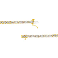 14K Yellow Gold Plated .925 Sterling Silver 3.0 Cttw Miracle-Set Diamond Tennis Bracelet (L-M Color, I2-I3 Clarity) - 7.25