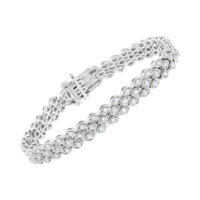 .925 Sterling Silver 3.0 Cttw Diamond Pave-Set Marquise Shaped Banded Link Bracelet (I-J Color, I2-I3 Clarity) - 7-1/4