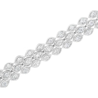 .925 Sterling Silver 3.0 Cttw Diamond Pave-Set Marquise Shaped Banded Link Bracelet (I-J Color, I2-I3 Clarity) - 7-1/4