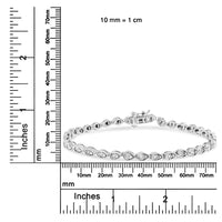 .925 Sterling Silver 1/10 Cttw Round-Cut Diamond Pear Link 7.25