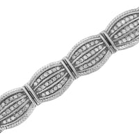 .925 Sterling Silver 3 cttw Diamond Art-Deco Style Link Bracelet (I-J, I2-I3) - Size 7.25