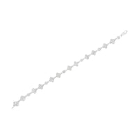 .925 Sterling Silver 1.0 Cttw Miracle-Set Diamond 4 Leaf and Solitaire Station Link Bracelet (I-J Color, I3 Clarity) - 7.25