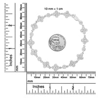 .925 Sterling Silver 1.0 Cttw Miracle-Set Diamond 4 Leaf and Solitaire Station Link Bracelet (I-J Color, I3 Clarity) - 7.25