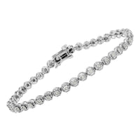 .925 Sterling Silver 1/2 Cttw Miracle Set Round Diamond Bezel Design Link Bracelet (I-J Color, I2-I3 Clarity) - 7.25