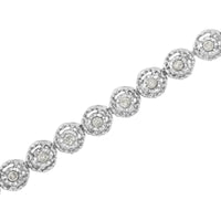 .925 Sterling Silver 1/2 Cttw Miracle Set Round Diamond Bezel Design Link Bracelet (I-J Color, I2-I3 Clarity) - 7.25
