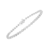 .925 Sterling Silver 1/2 Cttw Miracle-set Round-Cut Diamond Bezel Link Bracelet (I-J Color, I3 Clarity) - 7.25