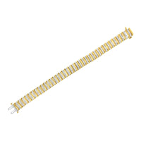 10K Yellow Gold over .925 Sterling Silver 5.0 Cttw Diamond S Shaped Wave Link Two Tone 7” Tennis Bracelet (I-J Color, I2-I3 Clarity)
