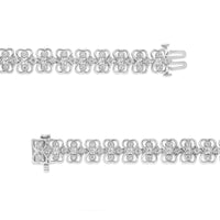 .925 Sterling Silver 1.0 cttw Round-cut Diamond 2-Row Heart Link Tennis Bracelet (I-J Clarity, I2-I3 Color) - Size 7
