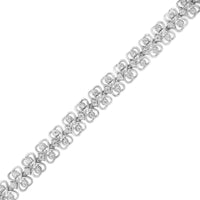 .925 Sterling Silver 1.0 cttw Round-cut Diamond 2-Row Heart Link Tennis Bracelet (I-J Clarity, I2-I3 Color) - Size 7