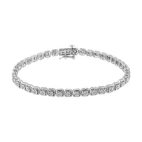 .925 Sterling Silver 1/2 cttw Miracle Set Diamond Box Link Tennis Bracelet (I-J Color, I3 Promo Clarity) - Size 7.25